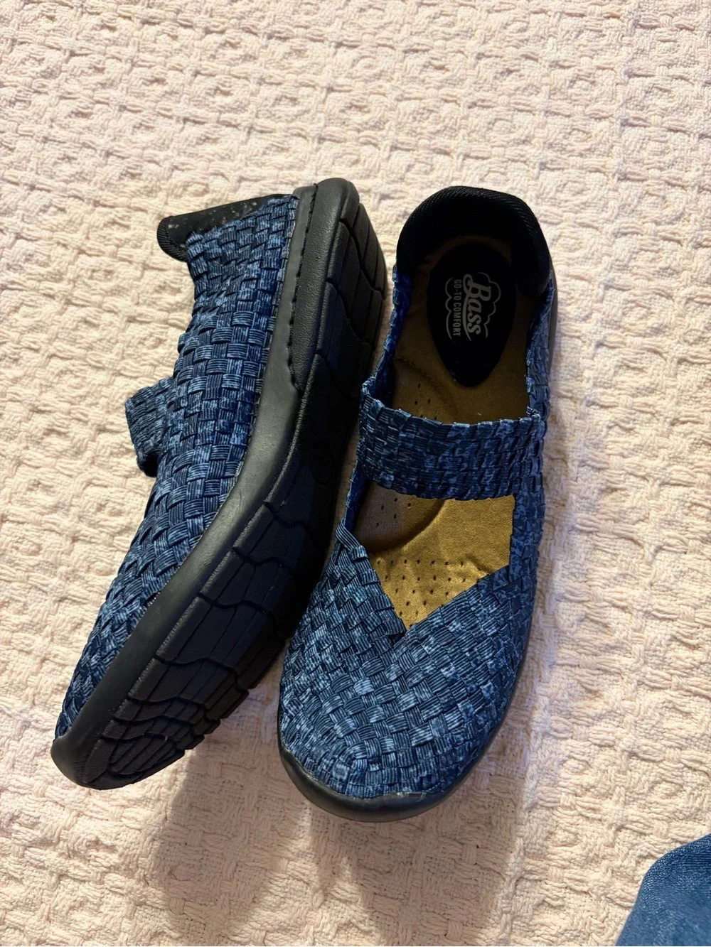 Bass Women's Woven Mary Jane Flats - Navy Blue